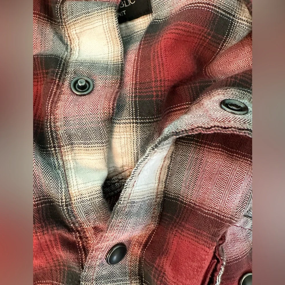 Banana Republic Red and Black Checkered Shirt